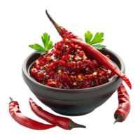 3D Rendering of a Red Spice Grinded in a Bowl on Transparent Background png