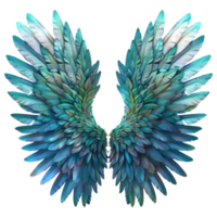 3d representación de un sólido color hermosa alas en transparente antecedentes png