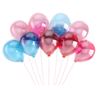 3D Rendering of a Colorful Balloons on Transparent Background png