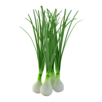 3d representación de un verde cebollas en transparente antecedentes png