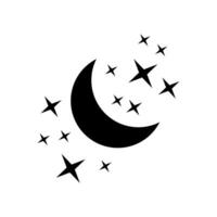 Crescent moon with stars icon on white background. Night icon. Crescent moon icon. Minimalist style. vector