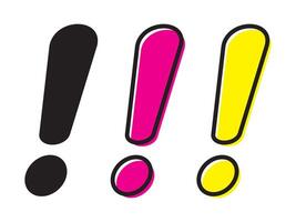 Exclamation mark icon. Pink or yellow filled and black line symbol. vector