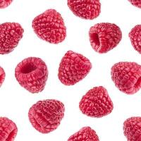 Raspberry isolated on white background. Seamless pattern photo