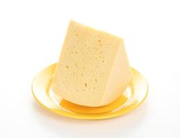 Cheese on yellow plate photo