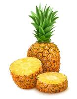 Whole and sliced pineapple isolated on white background photo