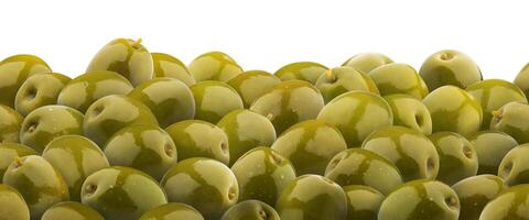 Green olives seamless pattern. Isolated on white background photo