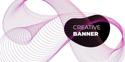 Modern abstract horizontal banner design. Colorful bright color halftone geometric linear wave pattern gradient texture for minimal dynamic sound flyer template. Flow future digital shapes. Eps vector