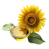 3D Rendering of a Sunflower Oil in a Bowl on Transparent Background png