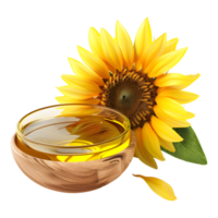 3D Rendering of a Sunflower Oil in a Bowl on Transparent Background png