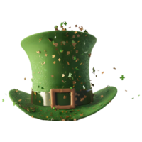 3d Renderização do uma st patrick's chapéu em transparente fundo png