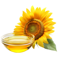 3d Rendern von ein Sonnenblume Öl im ein Schüssel auf transparent Hintergrund png