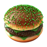 3d interpretazione di un' hamburger con verde puntini su esso su trasparente sfondo png