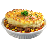 3D Rendering of a Shepherd Pie Cake on Transparent Background png