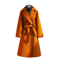 3D Rendering of a Woman Long Coat on Transparent Background png