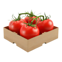 3d representación de un Tomates en un caja en transparente antecedentes png