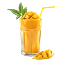 3D Rendering of a Mango Shake in a Bowl on Transparent Background png