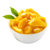 3D Rendering of a Mashed Mango Paste in a Bowl on Transparent Background png