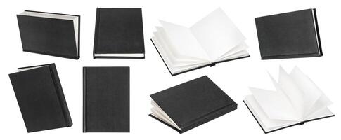 negro libro burlarse de arriba aislado en blanco antecedentes foto