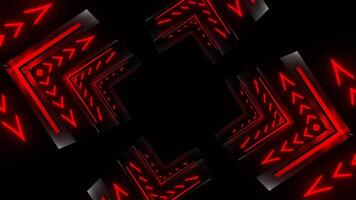 Red Neon Pulsing Square Tunnel Background VJ Loop in 4K video