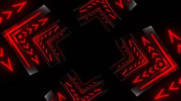 rood neon pulserend plein tunnel achtergrond vj lus in 4k video