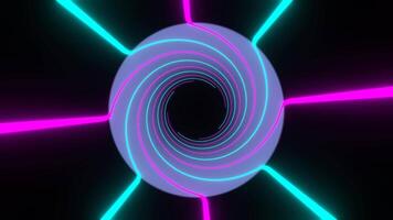 cyaan en roze roterend spiraal lijnen achtergrond vj lus in 4k video