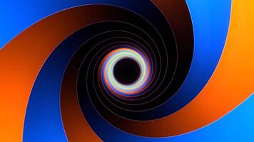 Orange and Blue Neon Light Moves in Spiral Background VJ Loop in 4K video