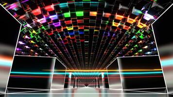 beweging van veelkleurig neon deeltjes in Ovaal achtergrond vj lus in 4k video