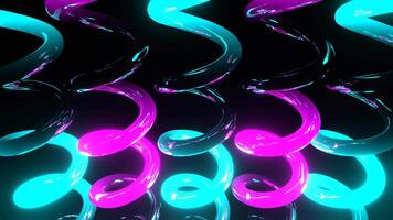 ciano e rosa lucido neon spirale sfondo vj ciclo continuo nel 4k video