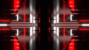 Corridor with Moving Red and White Neon Light Background VJ Loop in 4K video