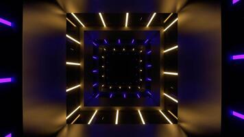 Square Tunnel with Purple and Yellow Neon Lines Background VJ Loop in 4K video