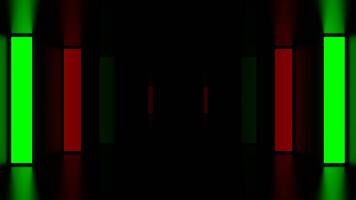 corredor com vermelho e verde néon pisou paredes fundo vj ciclo dentro 4k video