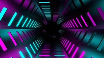 Cyan and Pink Neon Bright Light Hex Tunnel Background VJ Loop in 4K video