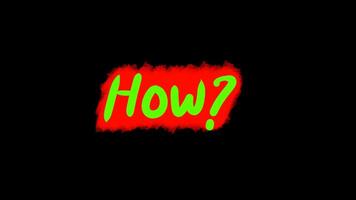 The word how is yellow on a red and black background designed in a brush paint style video