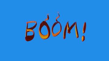 The word boom is yellow in paint brush handwritten style. Banner with vibrant pop up movement on blue background video