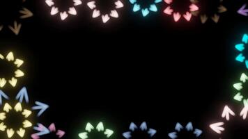 The dark background is accompanied by shining ornaments, a frame of glowing flowers video