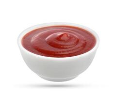 Ketchup isolated on white photo