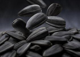 Black sunflower seeds close-up photo