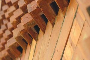 The arrangement of the bricks arranged in such a way forms a very beautiful building wall photo