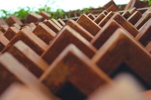 The arrangement of the bricks arranged in such a way forms a very beautiful building wall photo