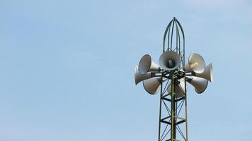 There are several mosque loudspeakers. As a loudspeaker photo