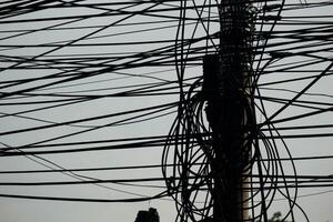 Photo of messy electric poles and power lines