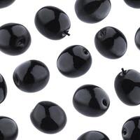 Black olives seamless pattern isolated on white background photo