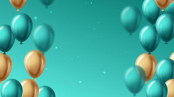 d'oro e bluastra compleanno colpire, palloncini scintillante con particelle video
