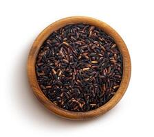 Black rice isolated on white background with clipping path photo
