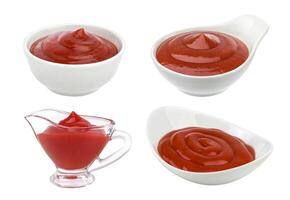 Ketchup isolated on white background photo