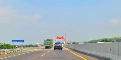 Batang, Indonesia on March 8 2023. The Kalikuto Bridge is the new icon of the Semarang Batang Toll Road. T photo