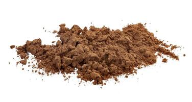 Dark cocoa, brown chocolate dry powder pile photo