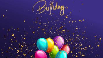 gouden confetti en kleurrijk ballonnen, gelukkig verjaardag feestelijk genot video