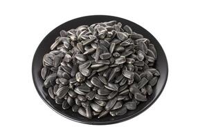 Sunflower seeds on plate isolated on white photo