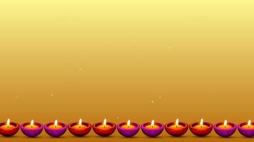 Diwali Celebration, Golden Background with Line Lamp Illumination video